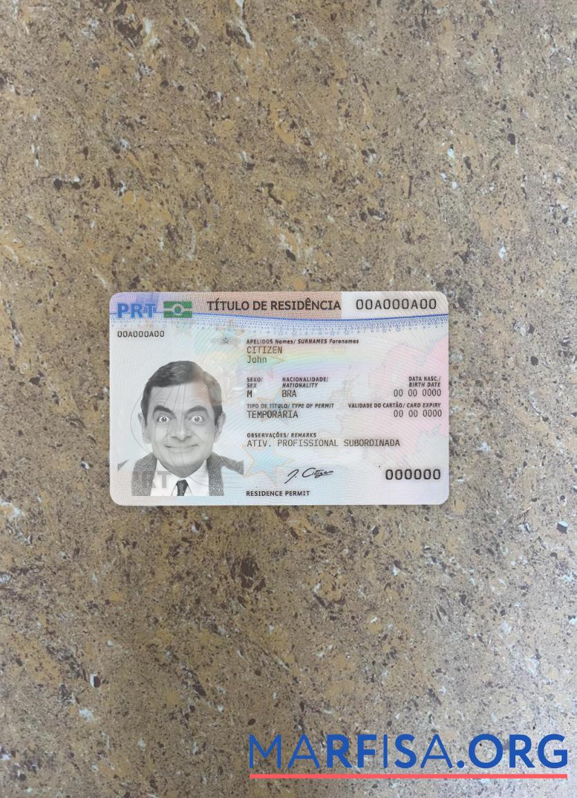 Downloadable Portugal residence permit photolook FRONT template